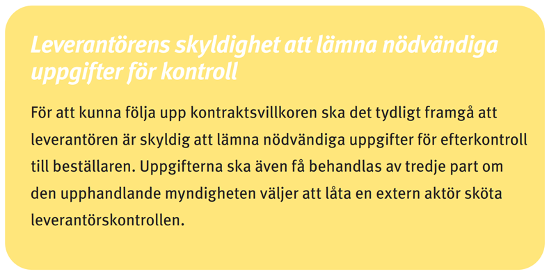 Leverantörens skyldighet att lämna nödvändiga uppgifter för kontroll